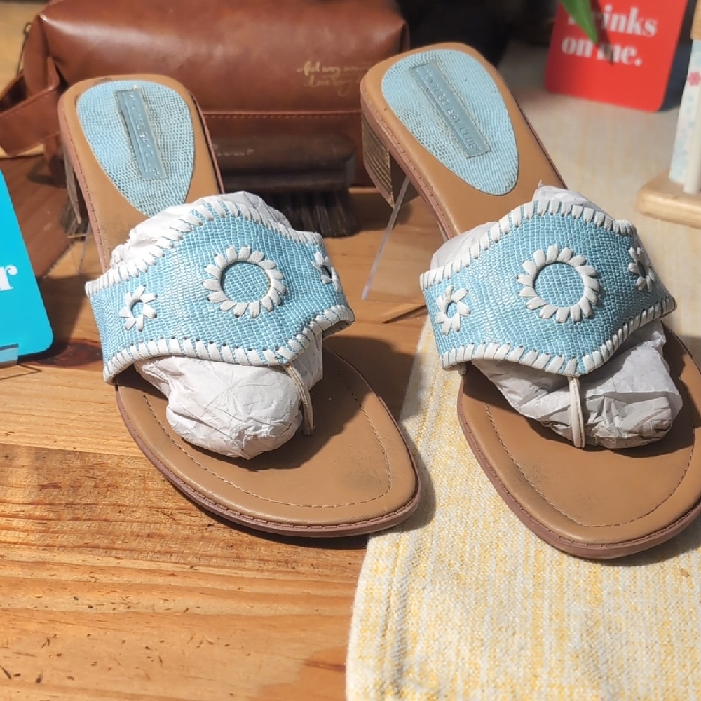 Montego Bay Club Light Blue and Tan Sandals